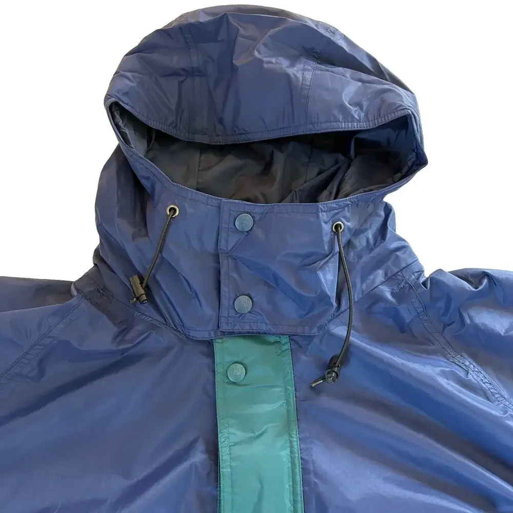 Vintage 90s Helly Hansen Helly-Tech Packable Rain Jacket Size XL Blue Colorblock